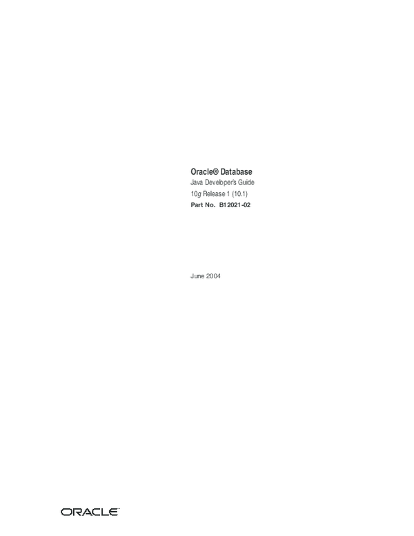 (PDF) Oracle Database Java Developer’s Guide