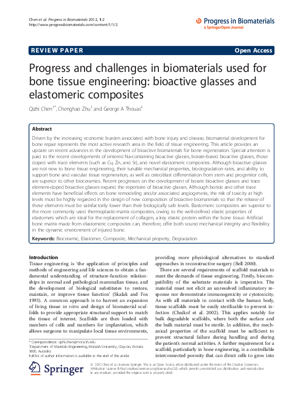 (PDF) Progress and challenges in biomaterials used for bone tissue ...