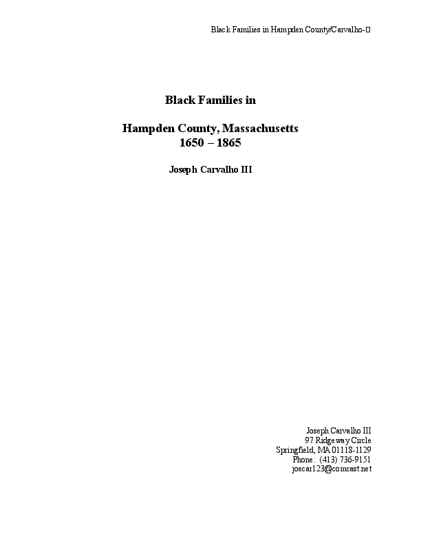 (DOC) Black Families of Hampden County, Massachusetts 16501865