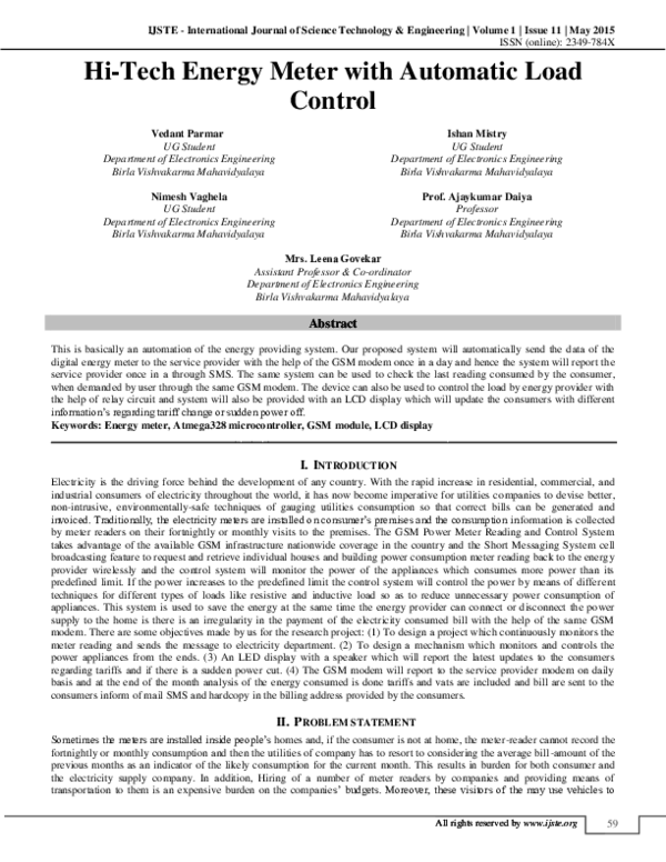 (PDF) Hi-Tech Energy Meter with Automatic Load Control