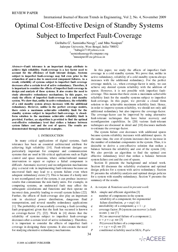 (PDF) Optimal Cost-Effective Design of Standby Systems Subject to ...