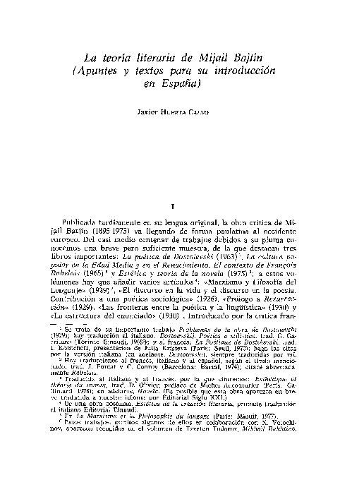 (PDF) La teoría literaria de Mijail Bajtín (Apuntes y textos para su ...