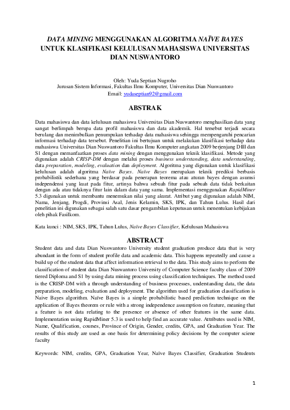 (PDF) DATA MINING MENGGUNAKAN ALGORITMA NAÏVE BAYES UNTUK