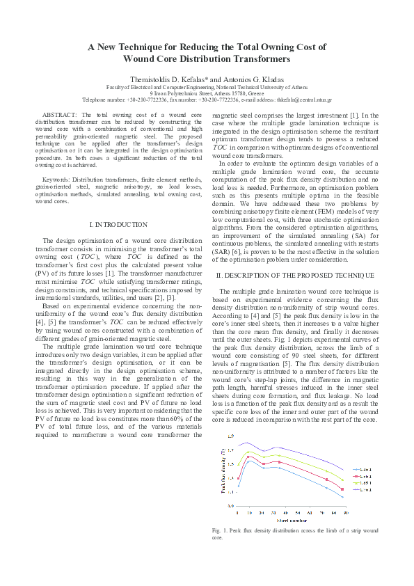 (PDF) A new technique for reducing the total owning cost of wound core ...