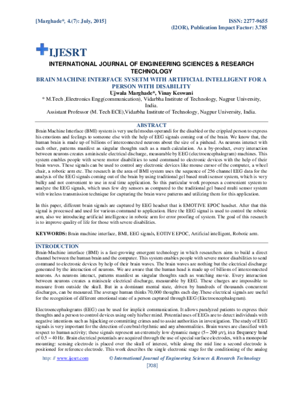 (PDF) BRAIN MACHINE INTERFACE SYSETM WITH ARTIFICIAL INTELLIGENT FOR A ...