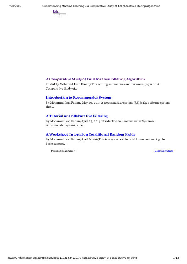 (PDF) Review on A Comparative Study of Collaborative Filtering Algorithms