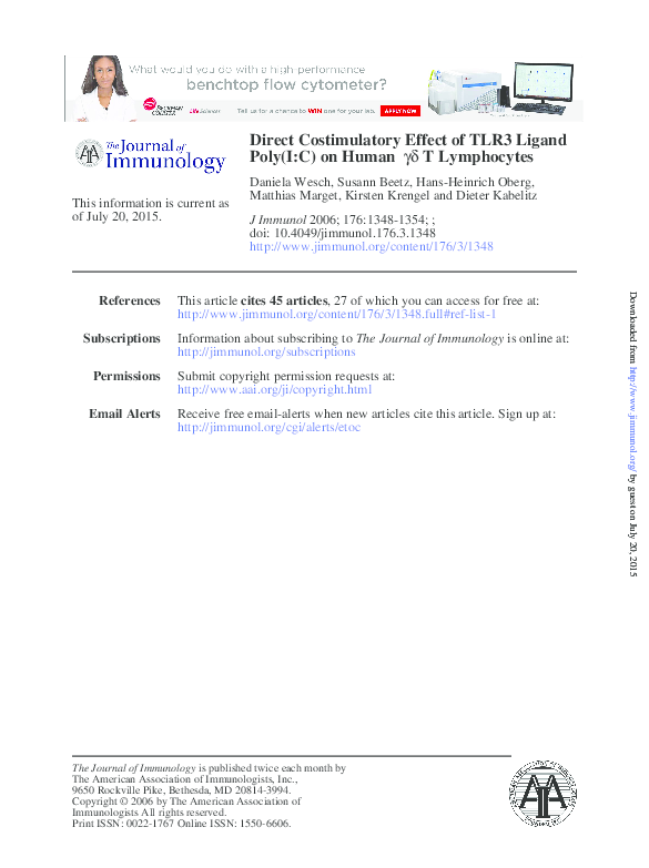 (PDF) Direct Costimulatory Effect of TLR3 Ligand Poly(I:C) on Human T ...