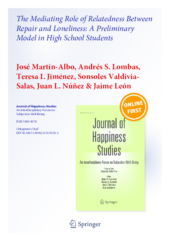 The mediating role of relatedness between repair and loneliness: A ...