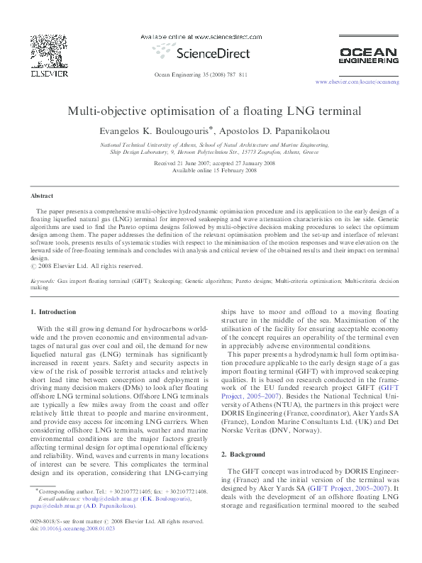 (PDF) Multi-objective optimisation of a floating LNG terminal