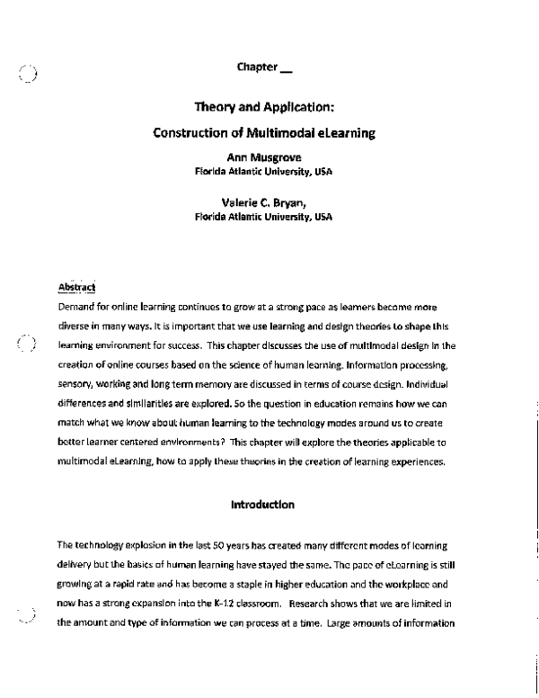 (PDF) Theory and Application: Construction of Multimodal Elearning