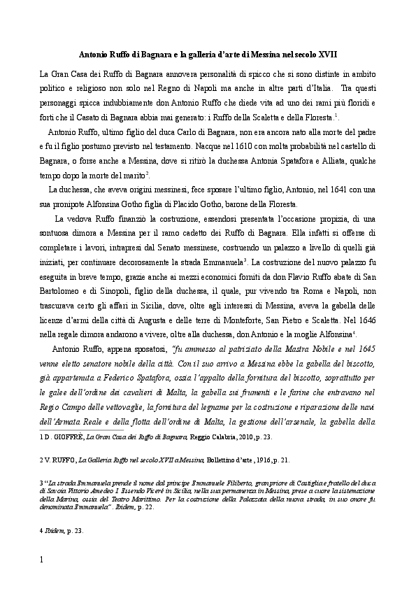 (PDF) Antonio Ruffo di Bagnara e la galleria d’arte di Messina nel