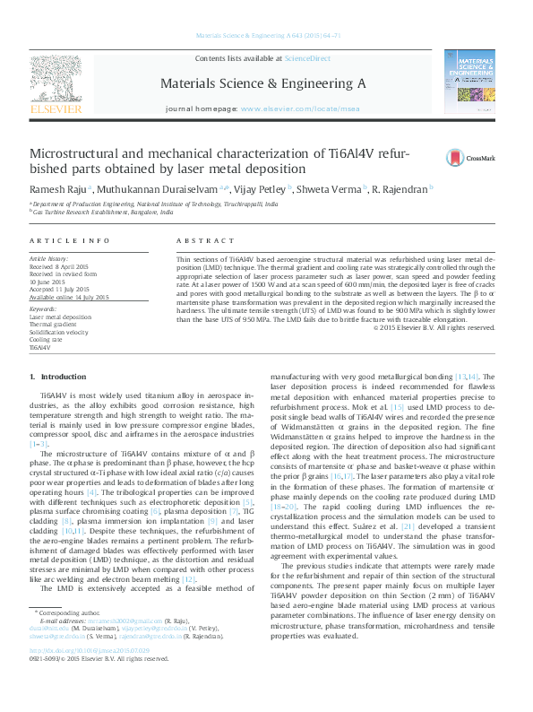 (PDF) Microstructural and mechanical characterization of Ti6Al4V refur ...