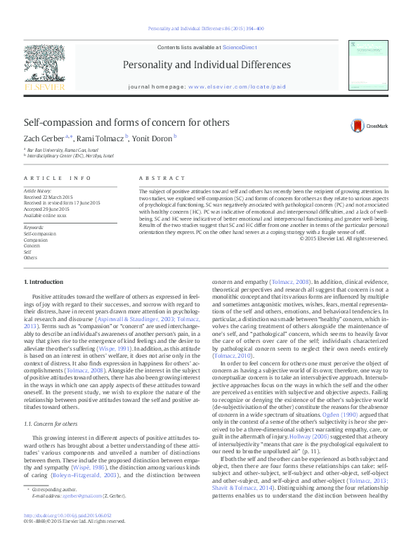 (PDF) Self-compassion and forms of concern for others