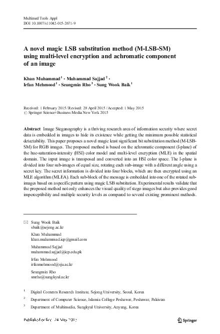 (PDF) A novel magic LSB substitution method (M-LSB-SM) using multi ...