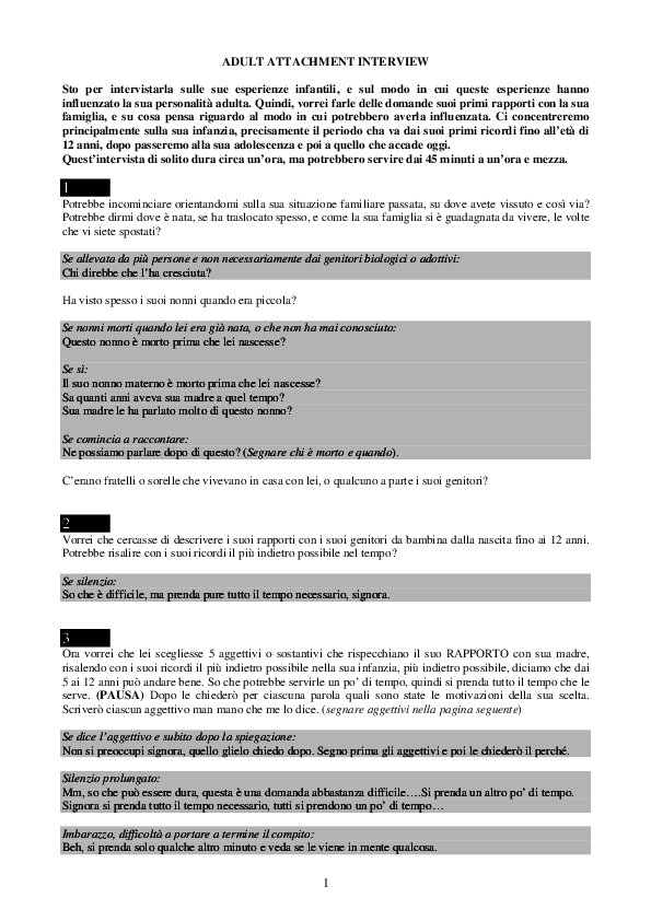 (PDF) ADULT ATTACHMENT INTERVIEW