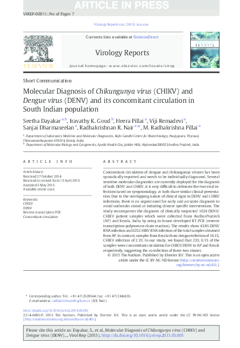 (PDF) Molecular Diagnosis of Chikungunya virus (CHIKV) and Dengue virus ...
