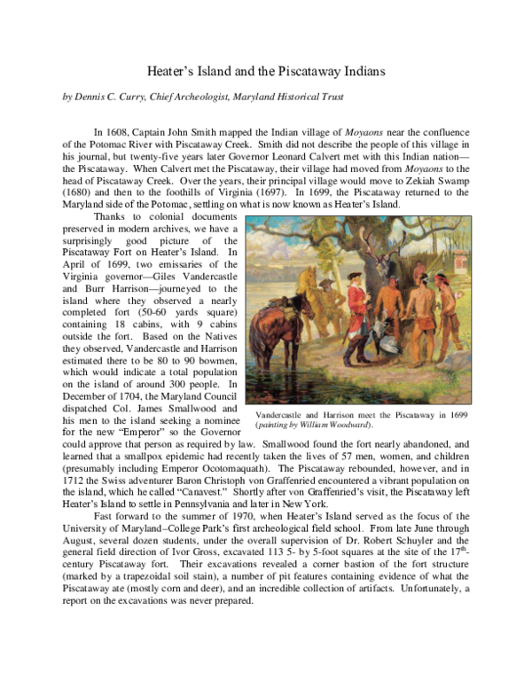 (PDF) Heater's Island and the Piscataway Indians Dennis C Curry