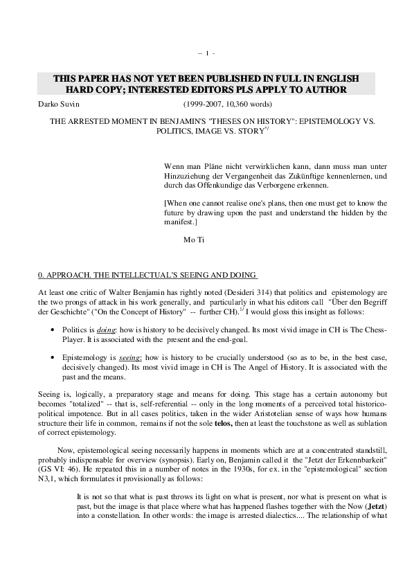 Walter benjamin on the concept of history summary picture