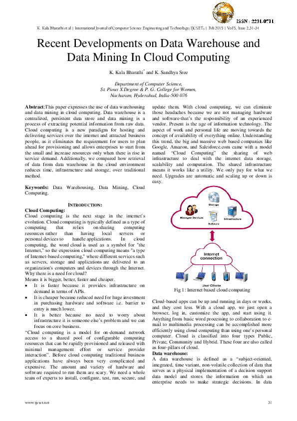 (PDF) Recent Developments on Data Warehouse and Data Mining In Cloud ...