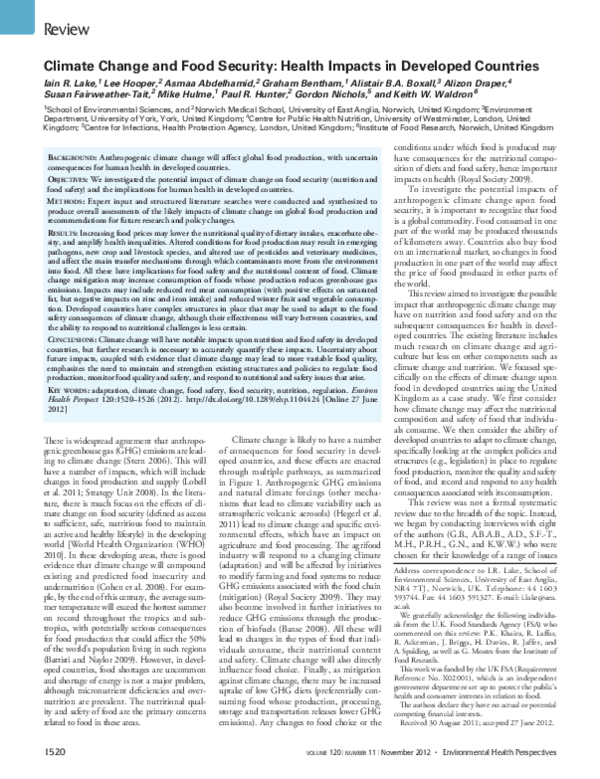 (PDF) Climate change and food security: Health impacts in developed ...