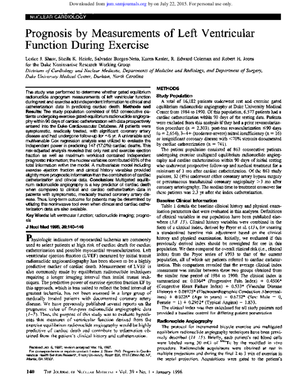 (PDF) Prognosis by Measurements of Left Ventricular Function During ...