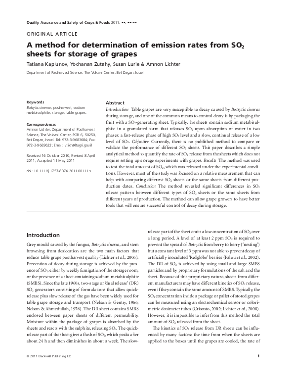 (PDF) A method for determination of emission rates from SO2 sheets for ...