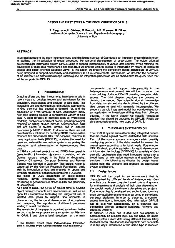 (PDF) DESIGN AND FIRST STEPS IN THE DEVELOPMENT OF OPALIS Holger