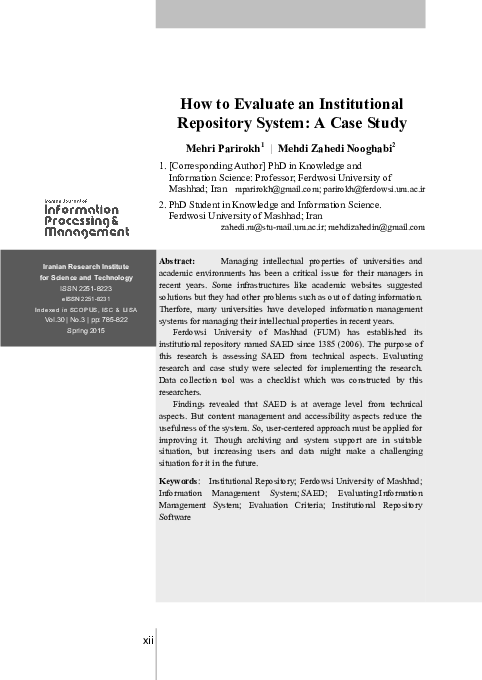(PDF) How to evaluate an institutional repository system: a case study