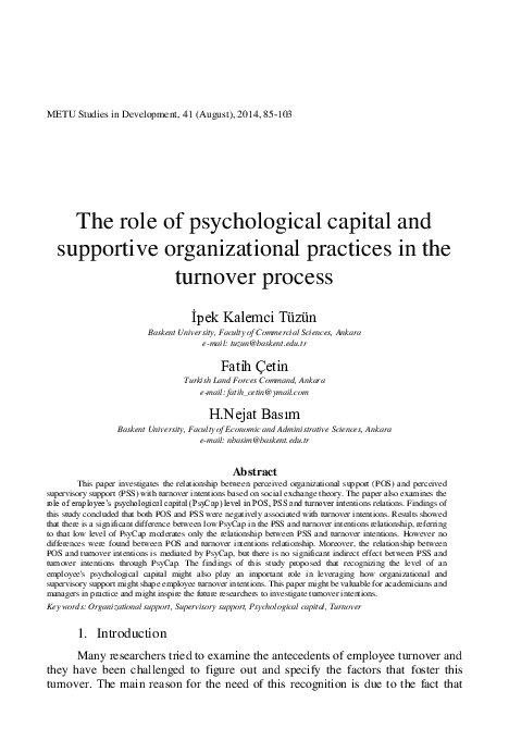 (PDF) The Role of Psychological Capital and Supportive Organizational ...