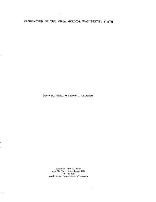 (PDF) Vegetation of the Mima Mounds, Washington State.