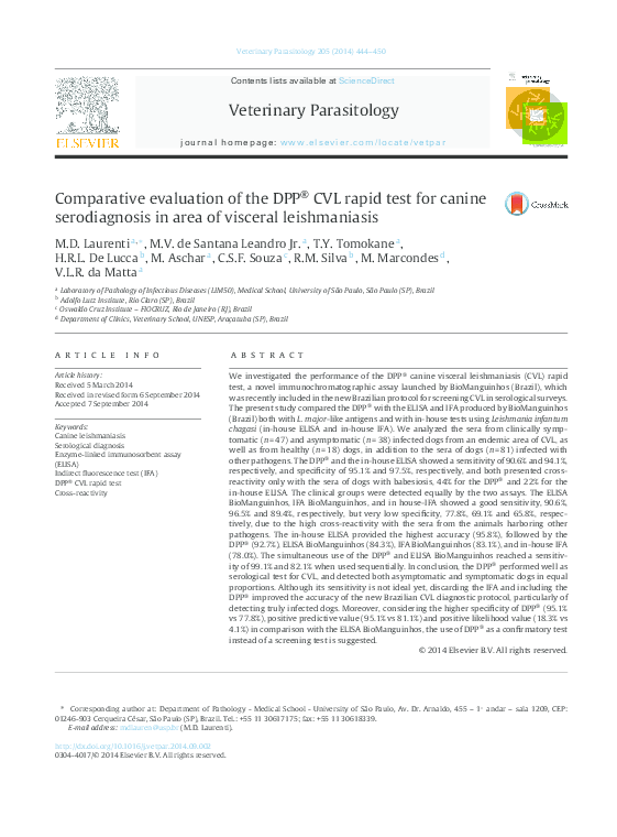 (PDF) Comparative evaluation of the DPP®CVL rapid test for canine ...