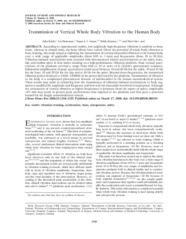 (PDF) Transmission of Vertical Whole Body Vibration to the Human Body