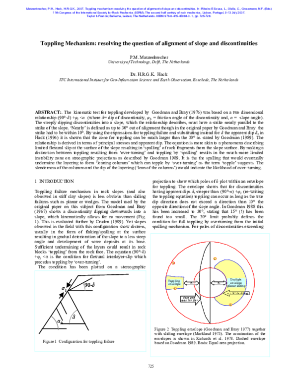 (PDF) Toppling Mechanism: resolving the question of alignment of slope ...