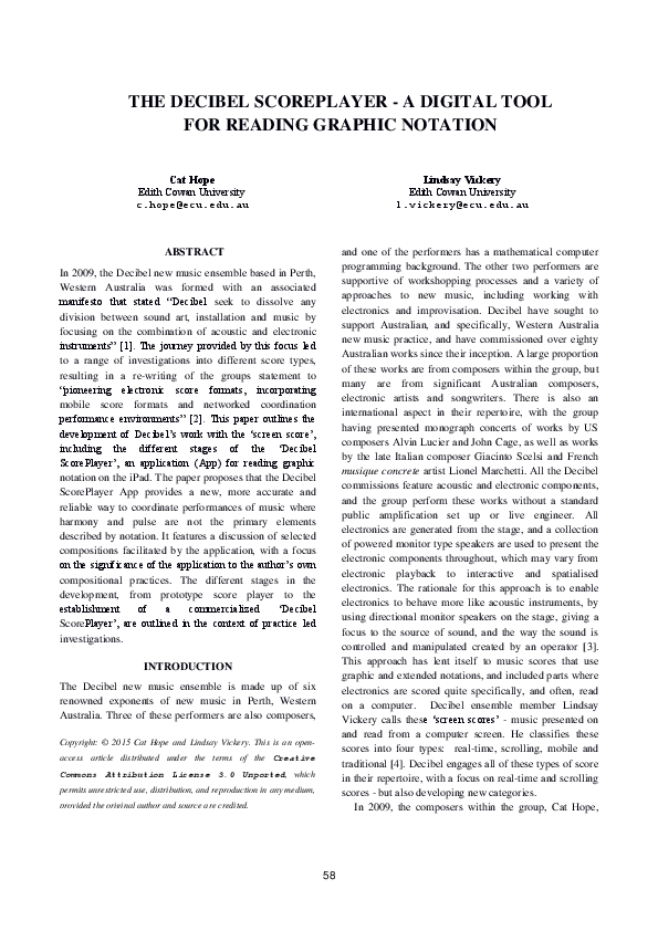  PDF The Decibel Score Player A Digital Tool For Reading Graphic Notation Cat Hope 