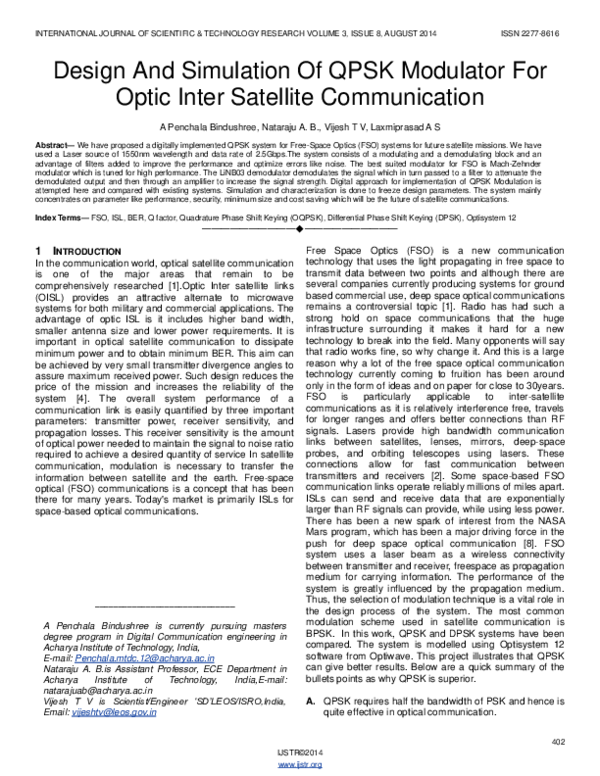 (PDF) Design And Simulation Of QPSK Modulator For Optic Inter Satellite ...