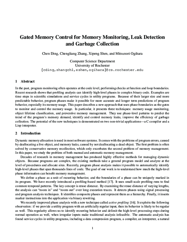 (PDF) Gated memory control for memory monitoring, leak detection and ...