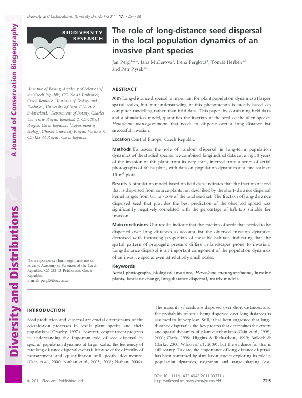 (PDF) The role of long‐distance seed dispersal in the local population ...