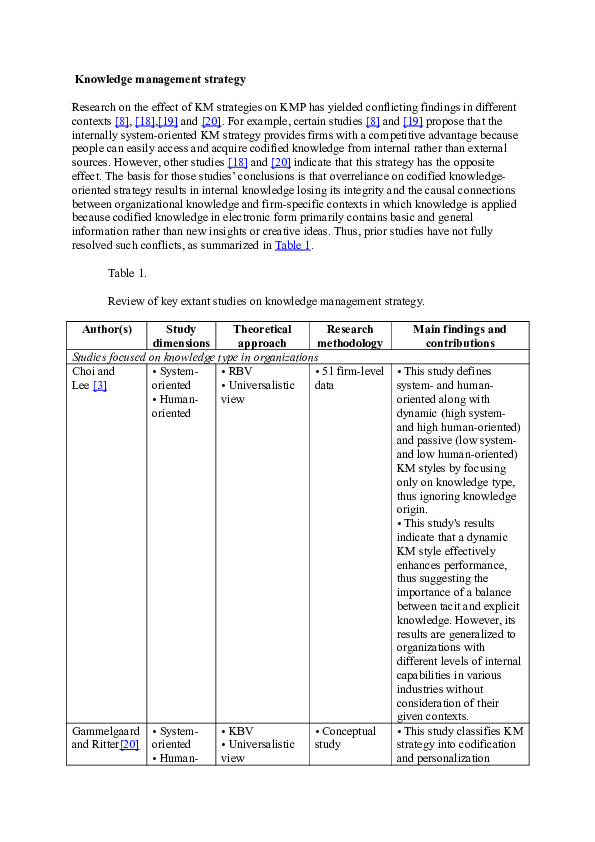 (DOC) Knowledge management strategy