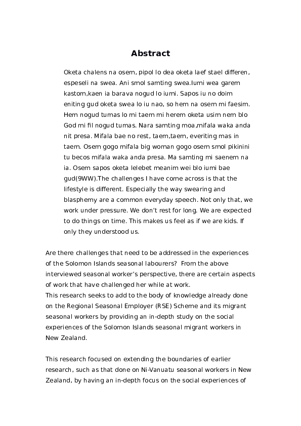 (DOC) The experiences of the Solomon Islands Seasonal Workers under the