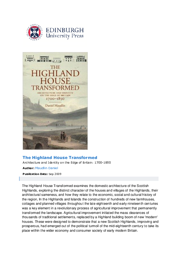 (PDF) The Highland House Transformed Architecture and Identity on the