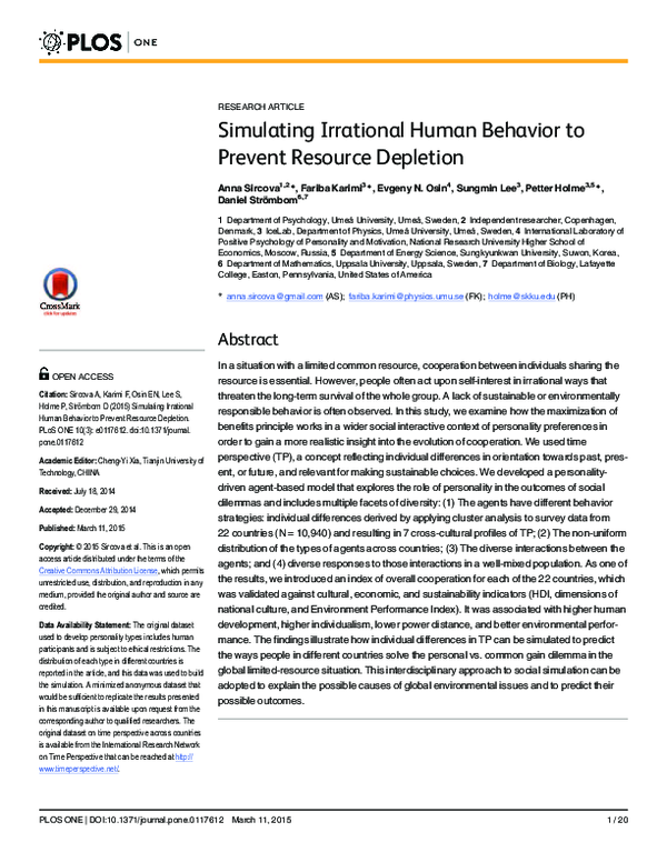 (PDF) Simulating Irrational Human Behavior to Prevent Resource Depletion