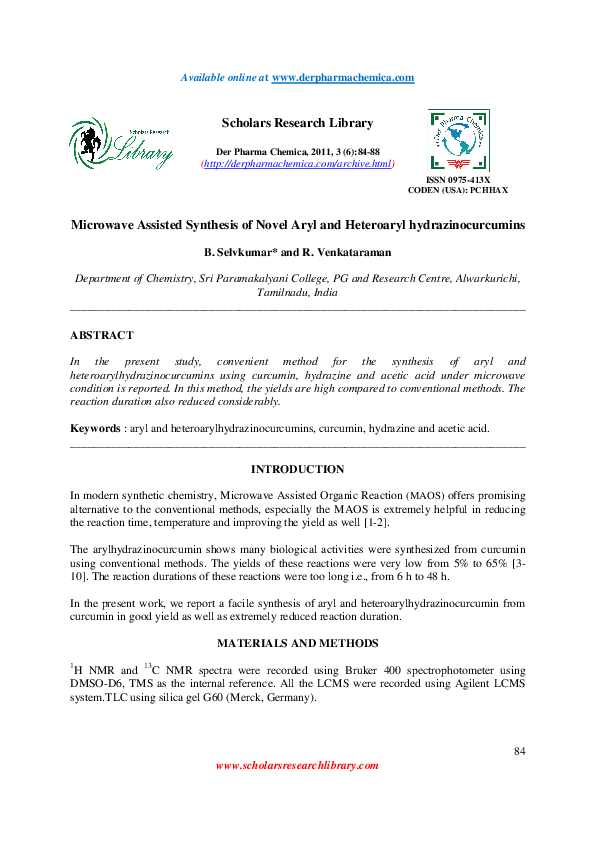 (PDF) Microwave Assisted Synthesis of Novel Aryl and Heteroaryl ...