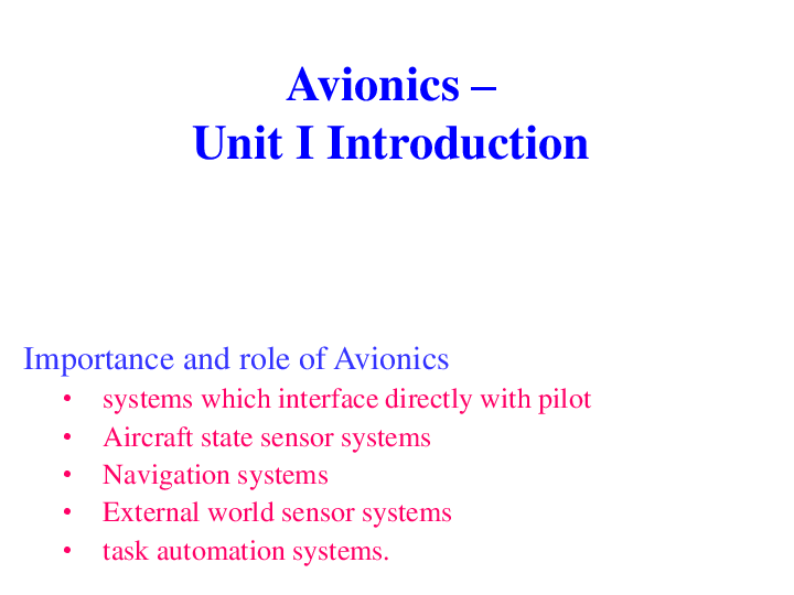 (PDF) Avionics Importance and Role in Aviation Industry Dhivya