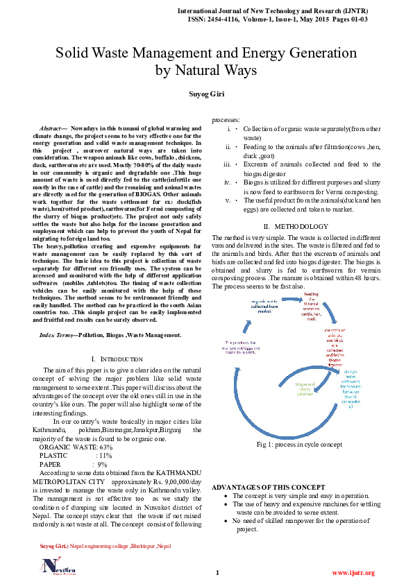 (PDF) Solid Waste Management and Energy Generation by Natural Ways