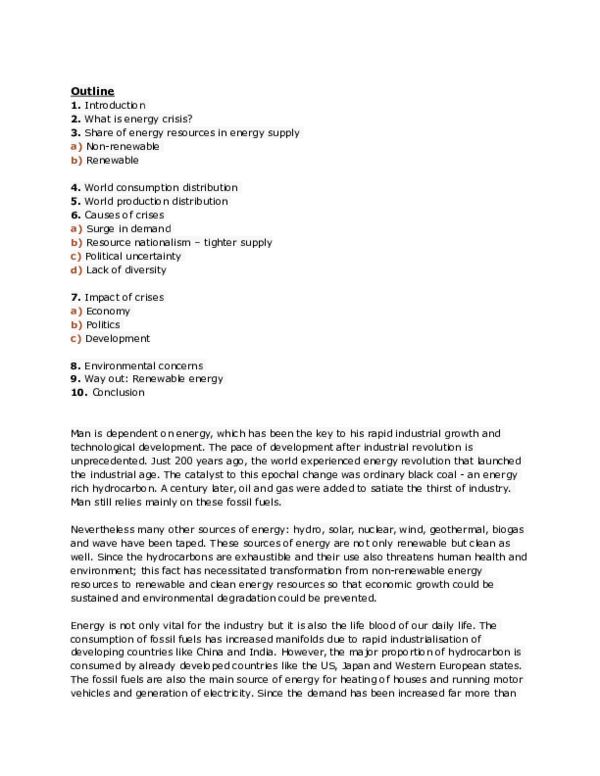 Energy crisis in pakistan essay with outline image