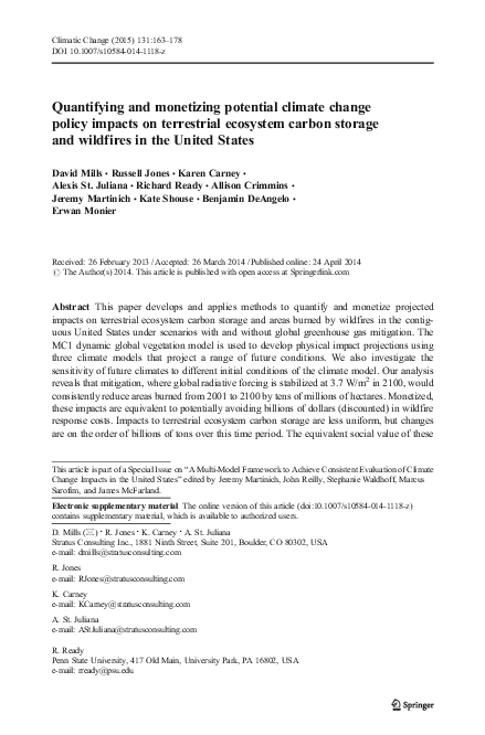 (PDF) Quantifying and Monetizing Potential Climate Change Policy ...