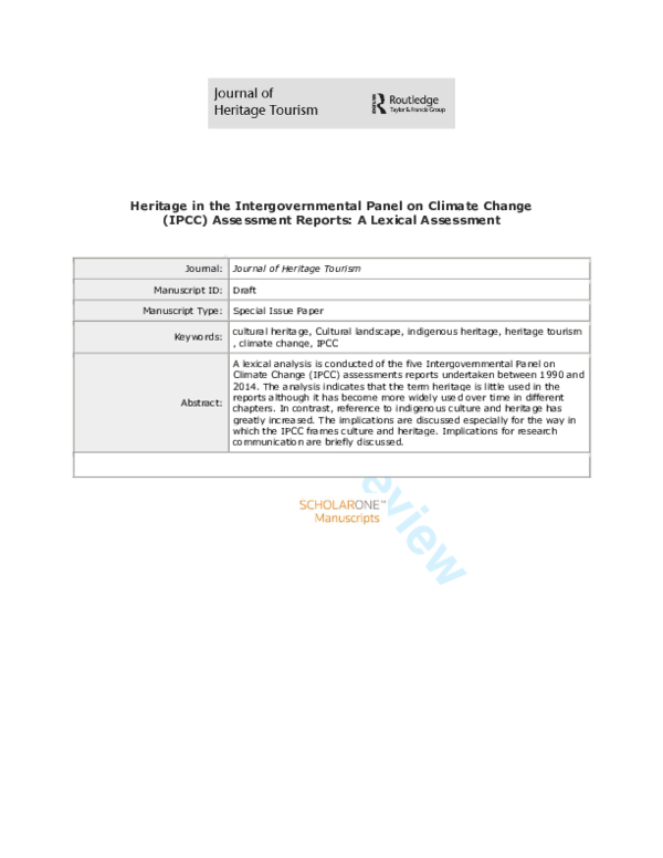 (PDF) Heritage in the Intergovernmental Panel on Climate Change (IPCC ...