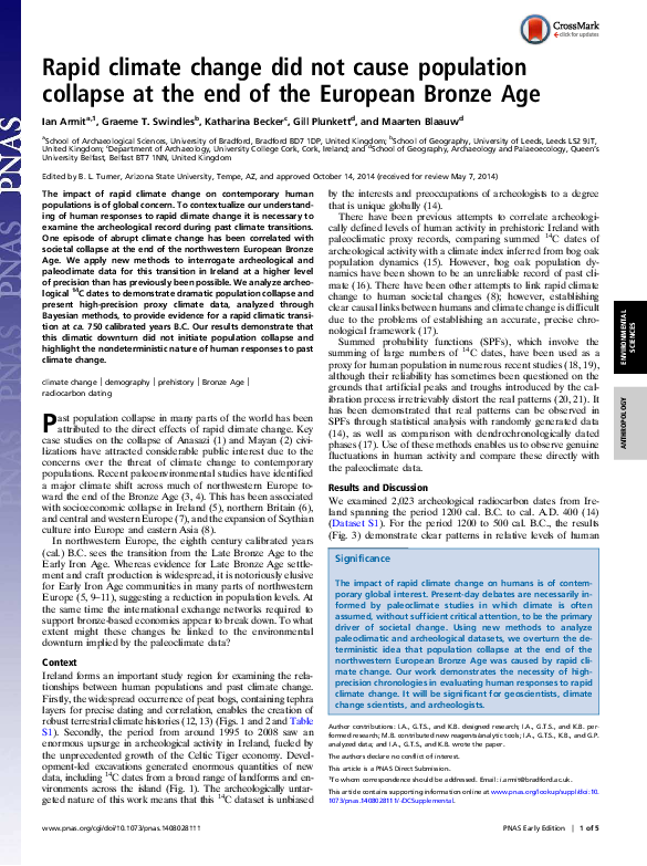 Europes Bronze Age Collapse Not Caused By Climate Change