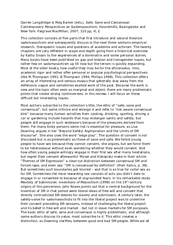 (DOC) Safe, Sane and Consensual