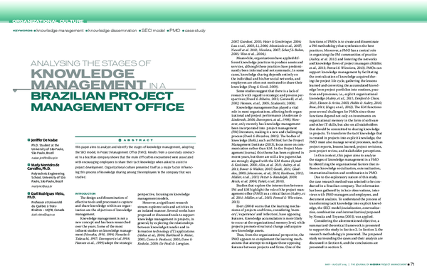 (PDF) Analysing the Stages of Knowledge Management in a Brazilian ...
